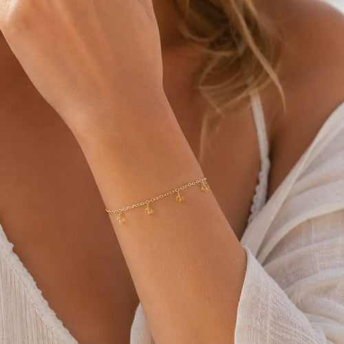 Citrine Boho Gemstone Bead Drop Charm Bracelet