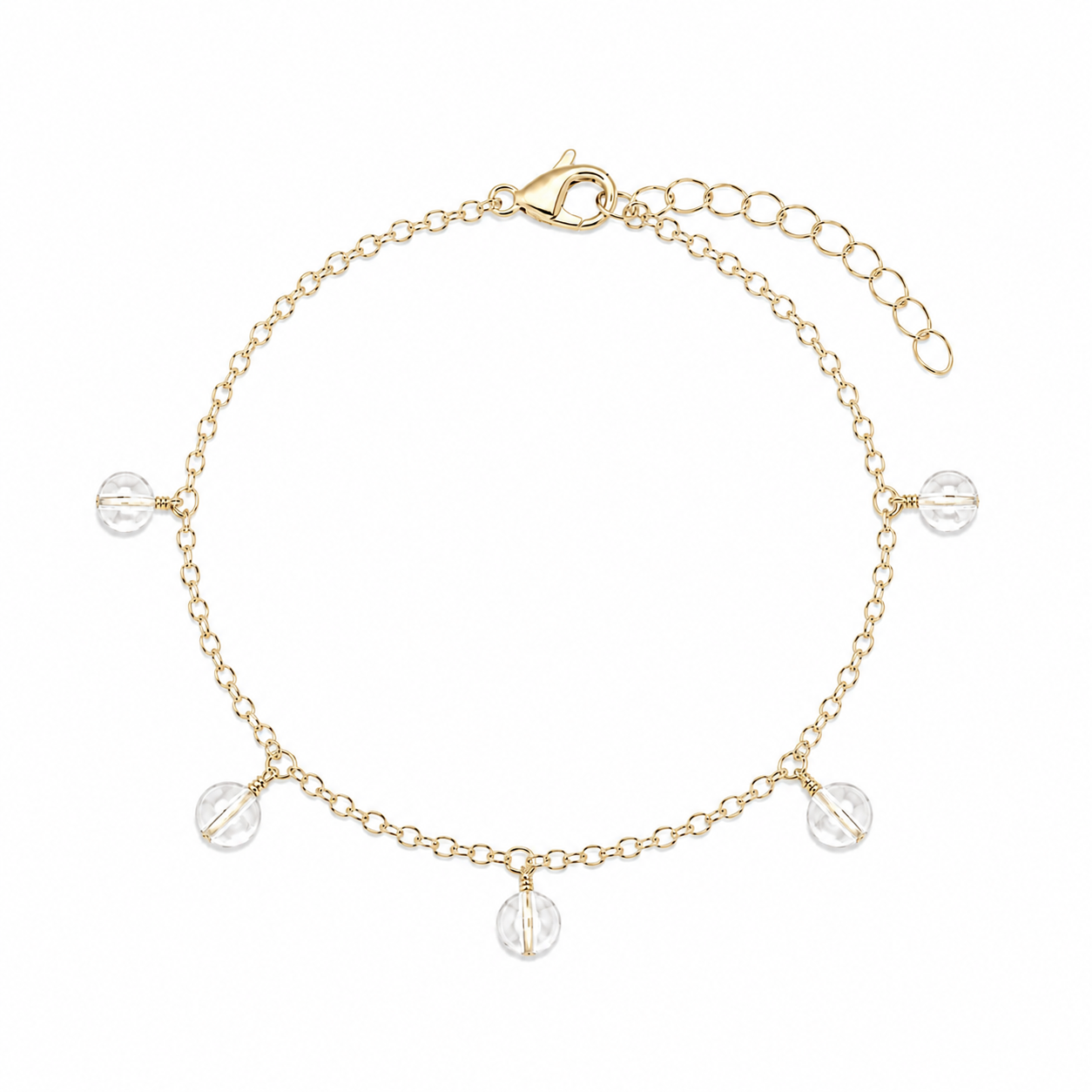 Crystal Quartz Boho Gemstone Bead Drop Charm Bracelet