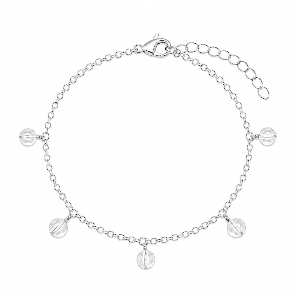 Crystal Quartz Boho Gemstone Bead Drop Charm Bracelet