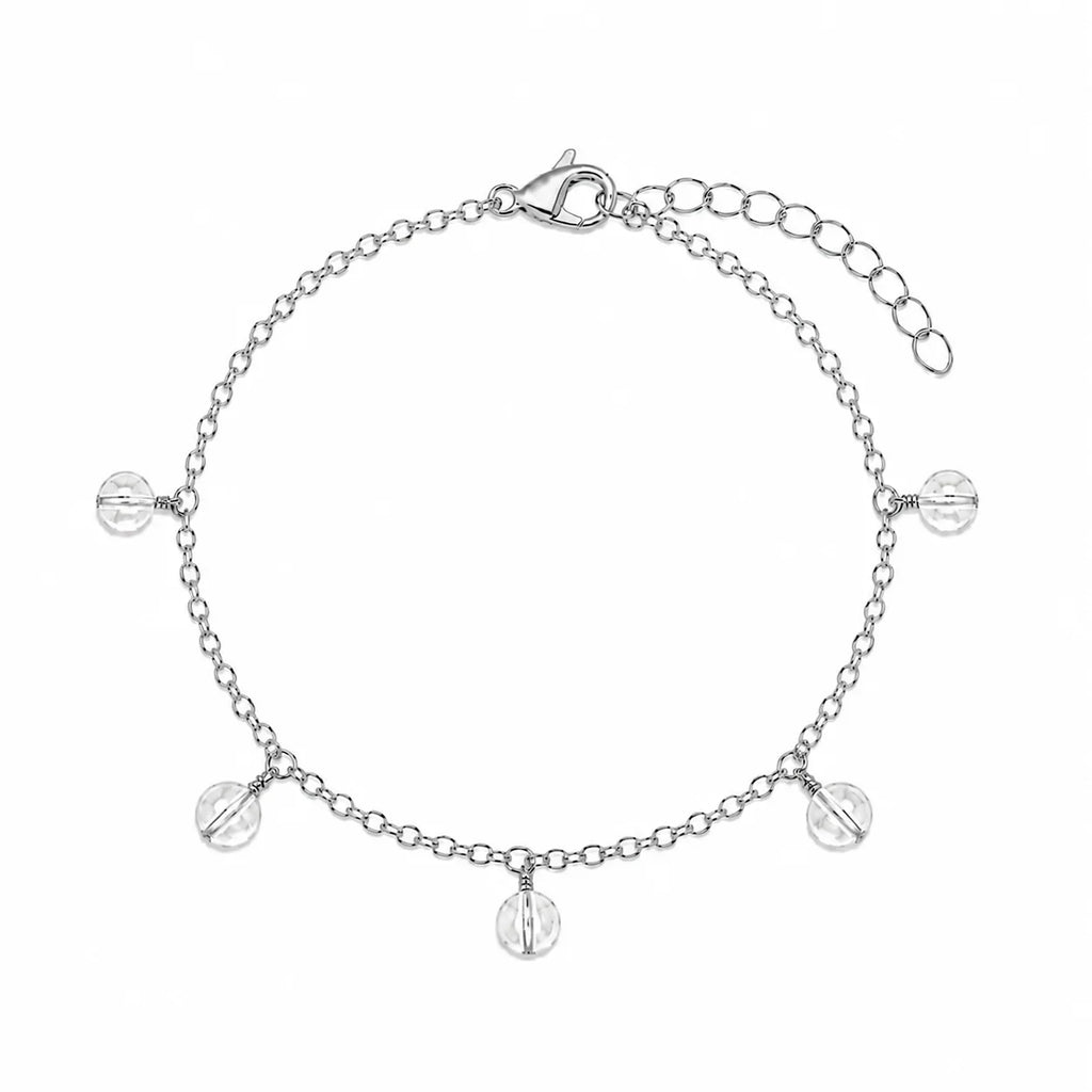 Crystal Quartz Boho Gemstone Bead Drop Charm Bracelet