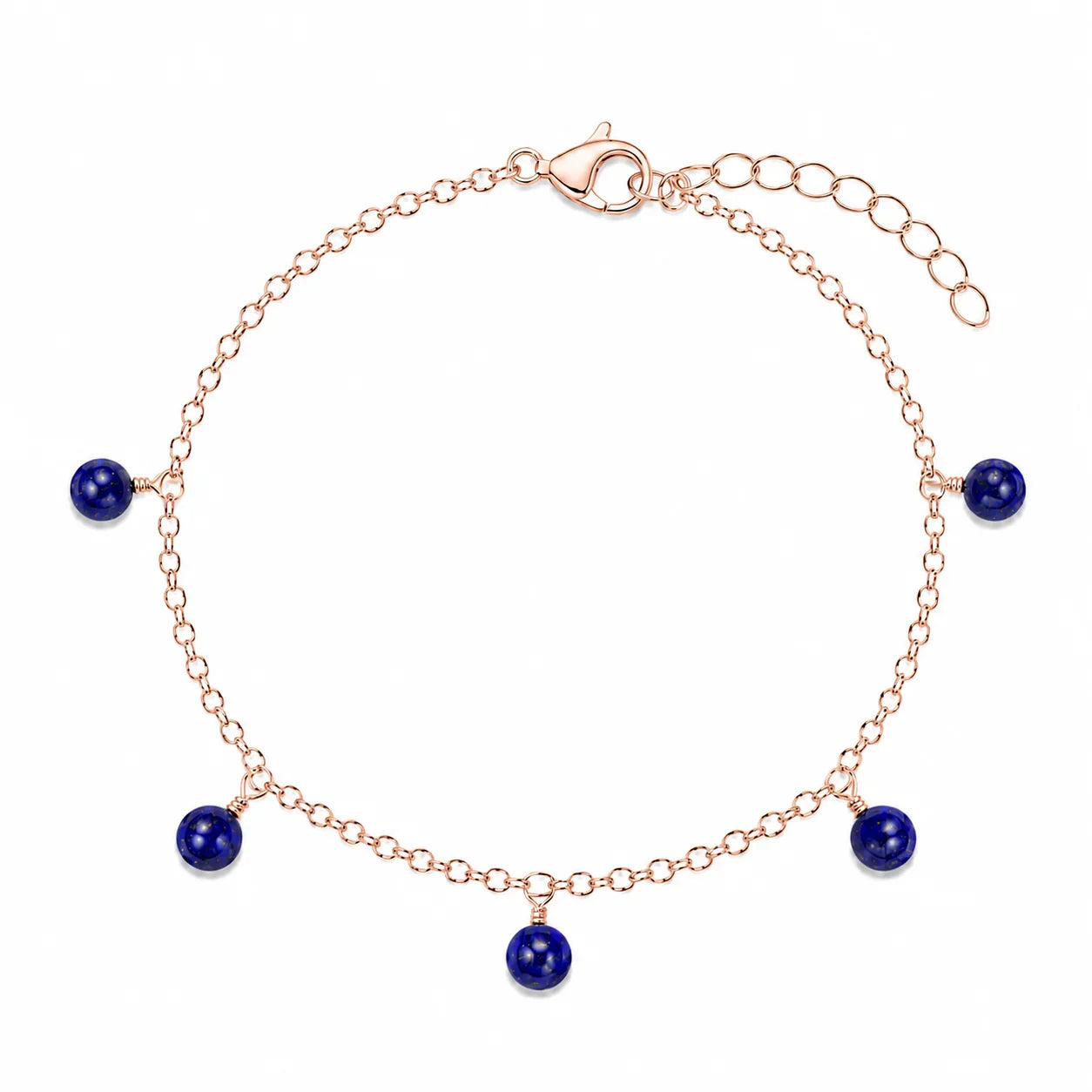 Lapis Lazuli Boho Gemstone Bead Drop Charm Bracelet