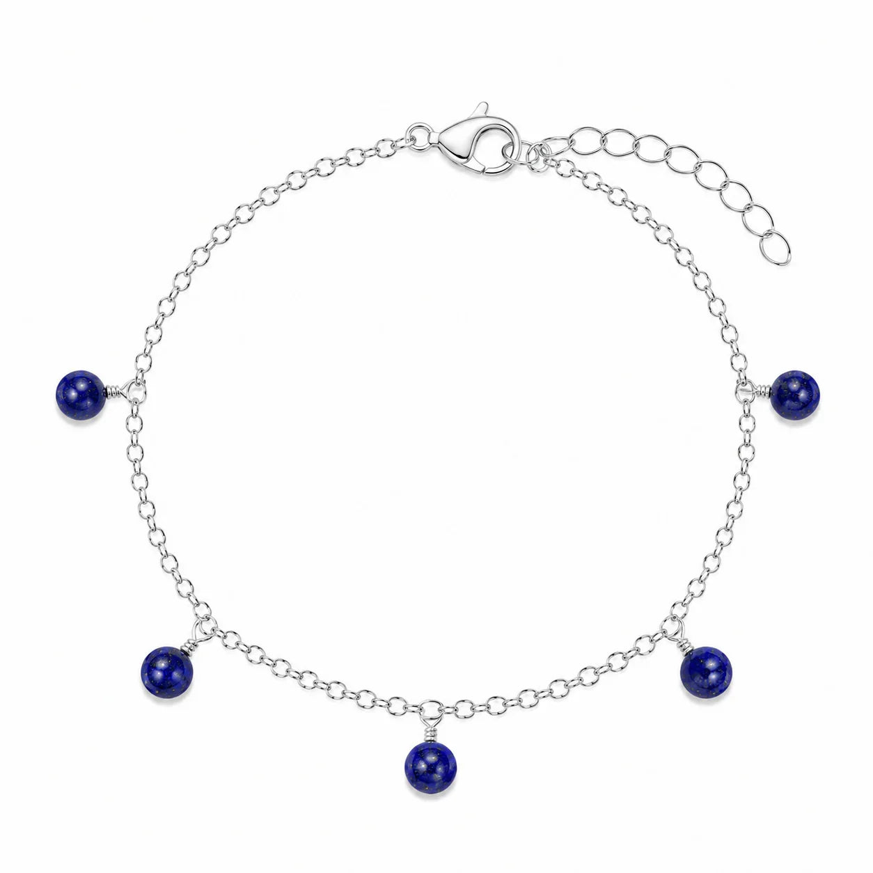 Lapis Lazuli Boho Gemstone Bead Drop Charm Bracelet