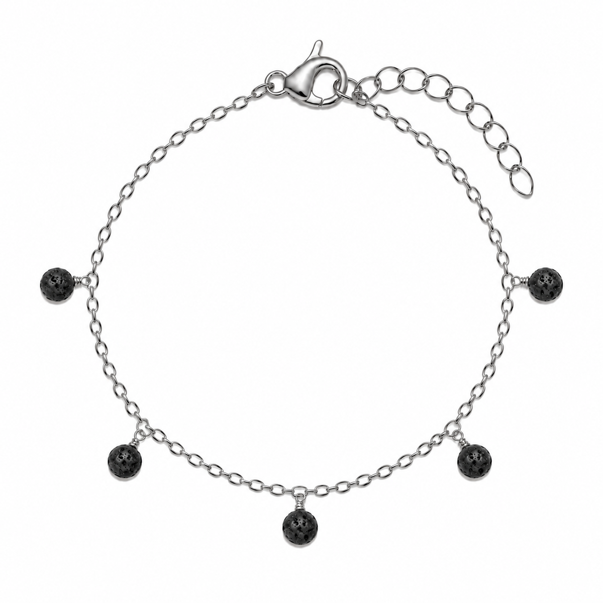 Lava Stone Boho Bead Drop Charm Bracelet