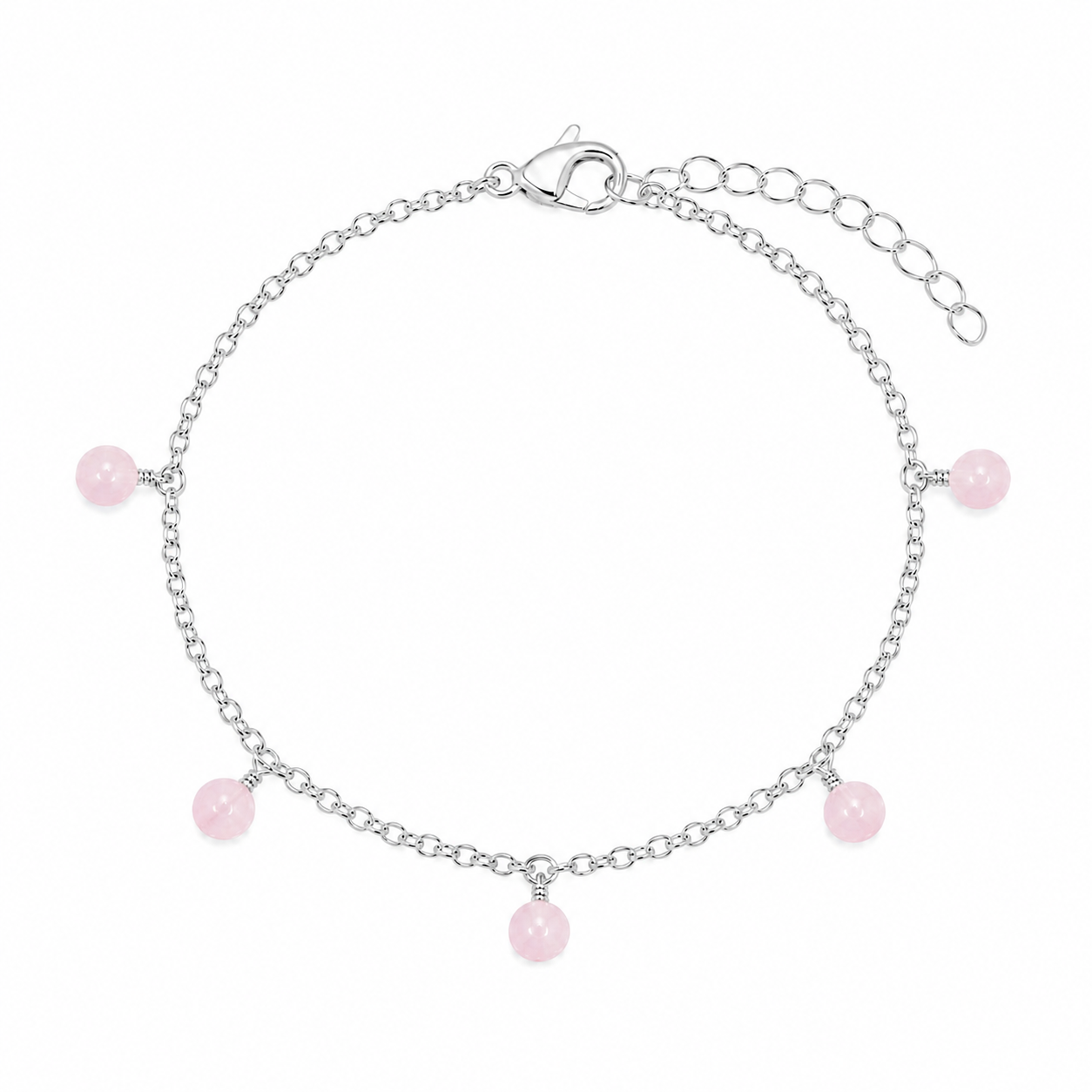 Rose Quartz Boho Gemstone Bead Drop Charm Bracelet