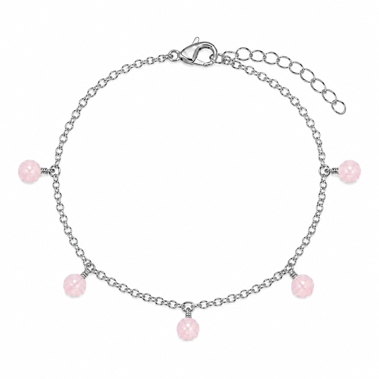 Rose Quartz Boho Gemstone Bead Drop Charm Bracelet