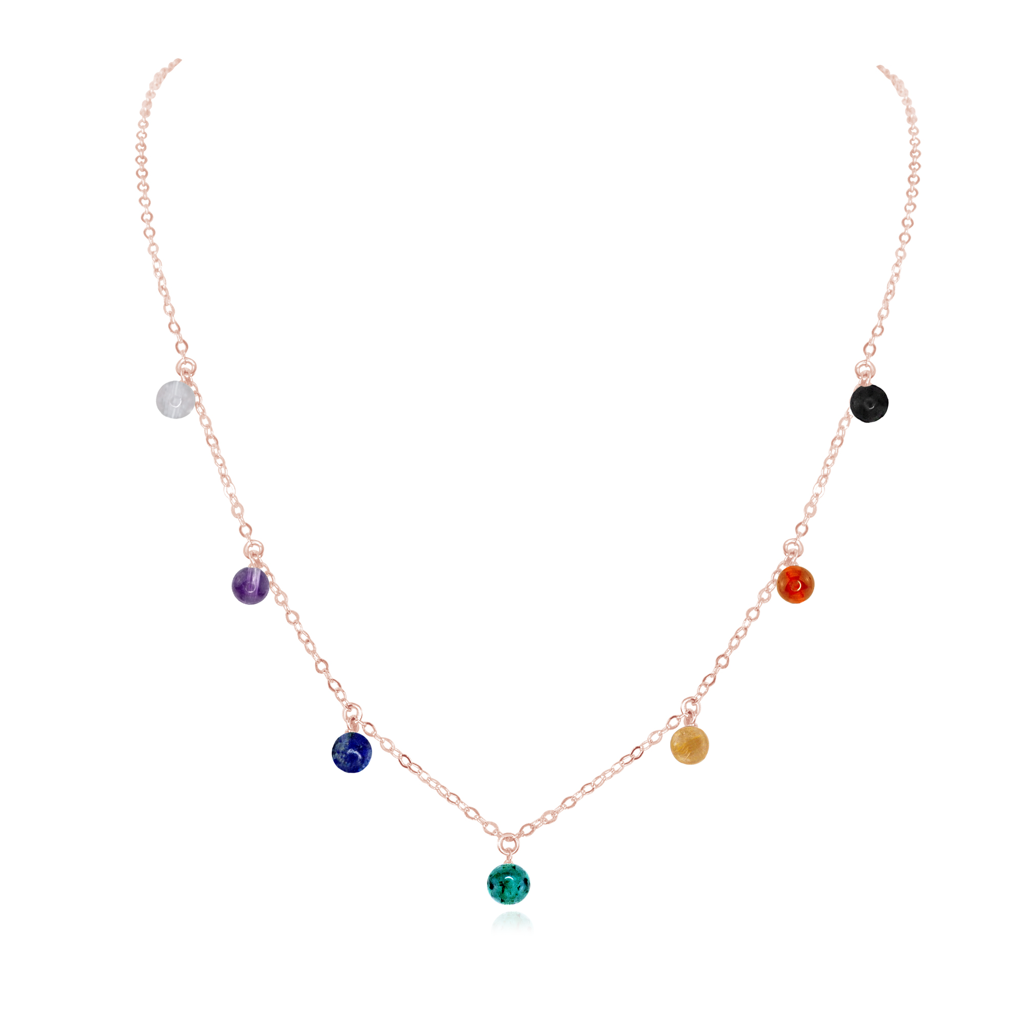 Chakra Crystals Bead Drop Necklace