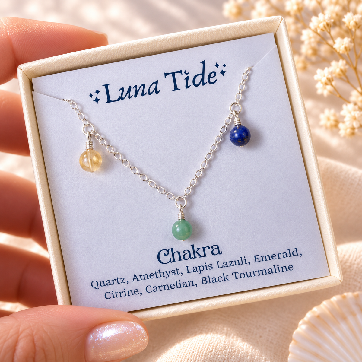 Chakra Crystals Bead Drop Necklace