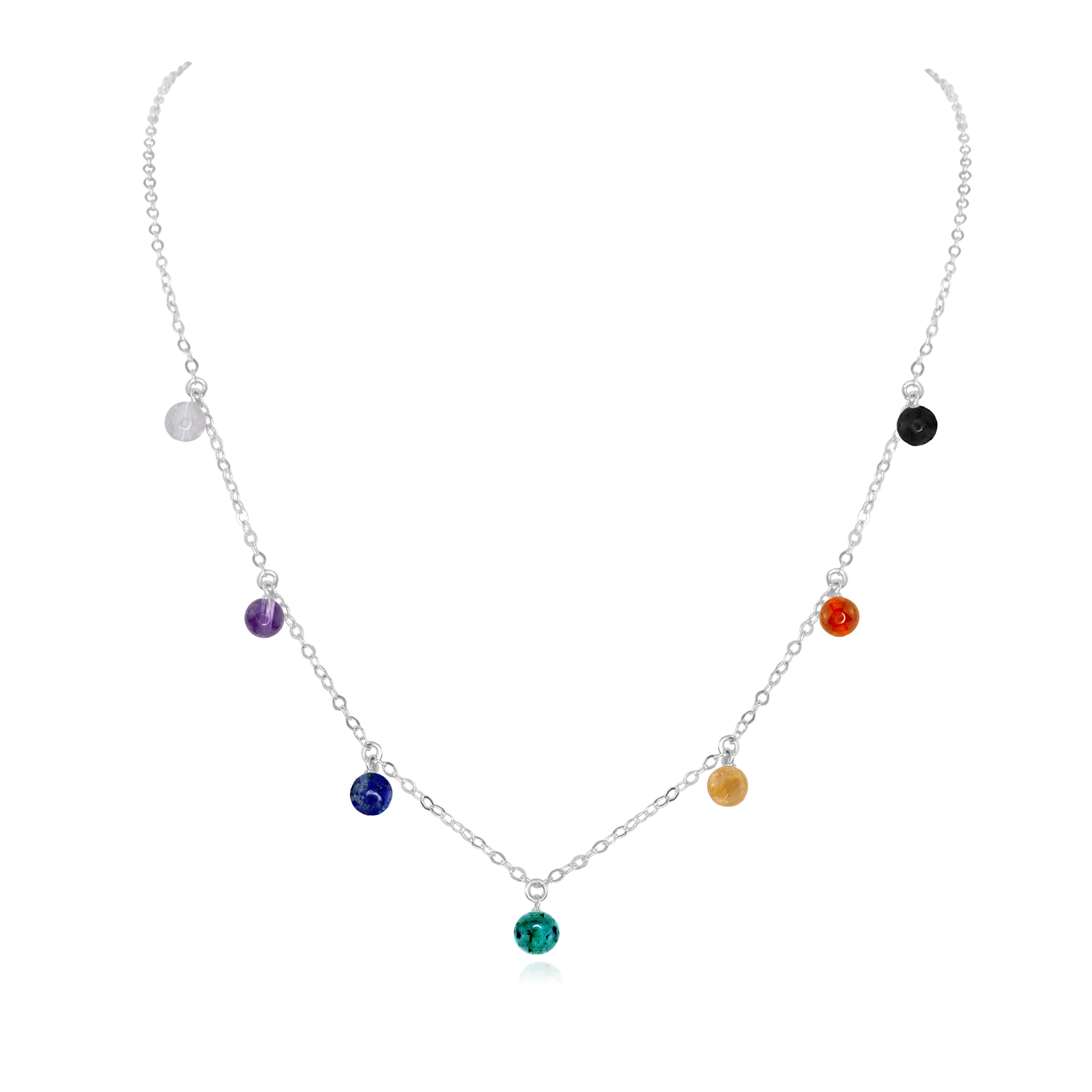 Chakra Crystals Bead Drop Necklace