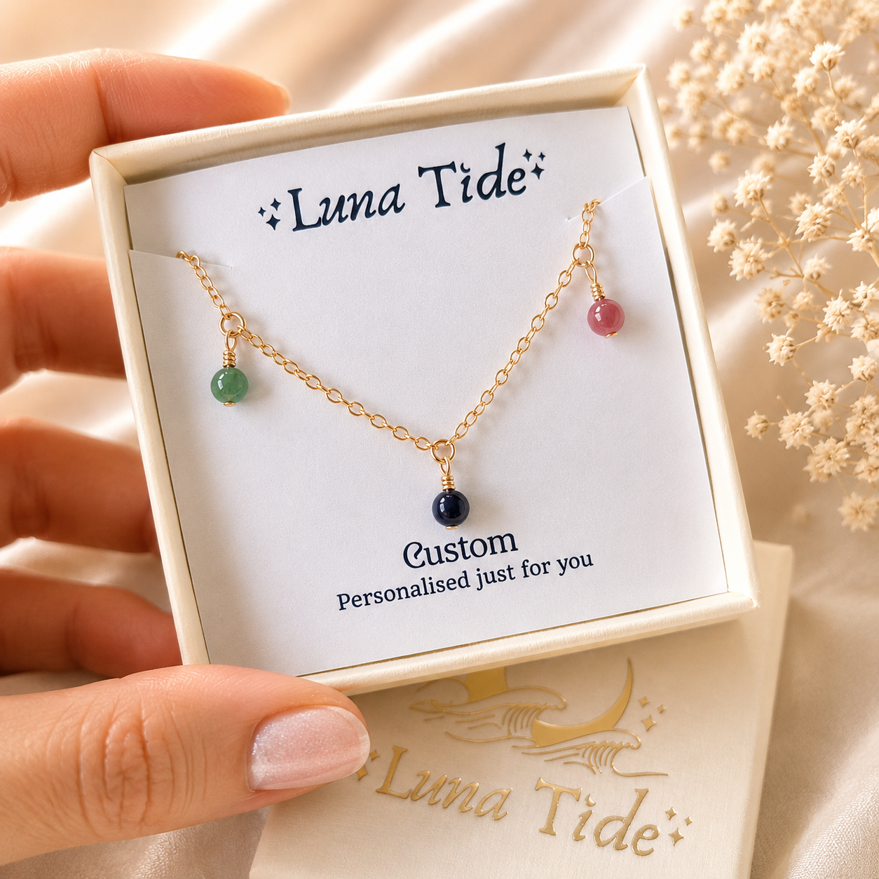 Custom Boho Gemstone Bead Drop Anklet