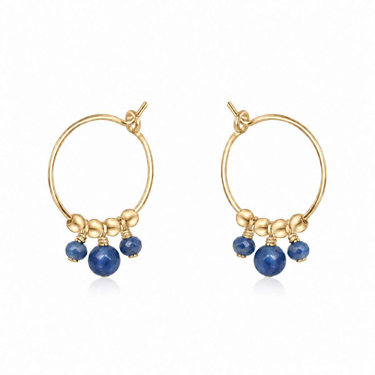Kyanite Gemstone Bead Drop Hoop Earrings