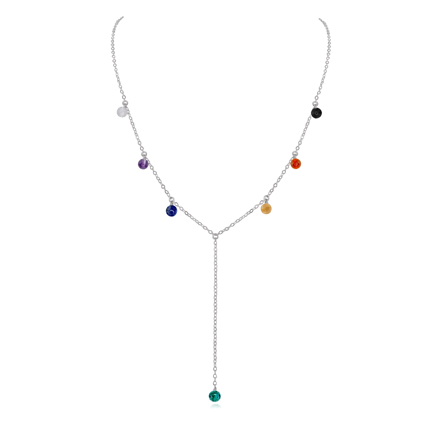 Chakra Crystals Boho Lariat Necklace