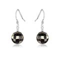 Faceted Pyrite Crystal Circle Dangle Earrings - Faceted Pyrite Crystal Circle Dangle Earrings - Sterling Silver - Luna Tide Handmade Crystal Jewellery