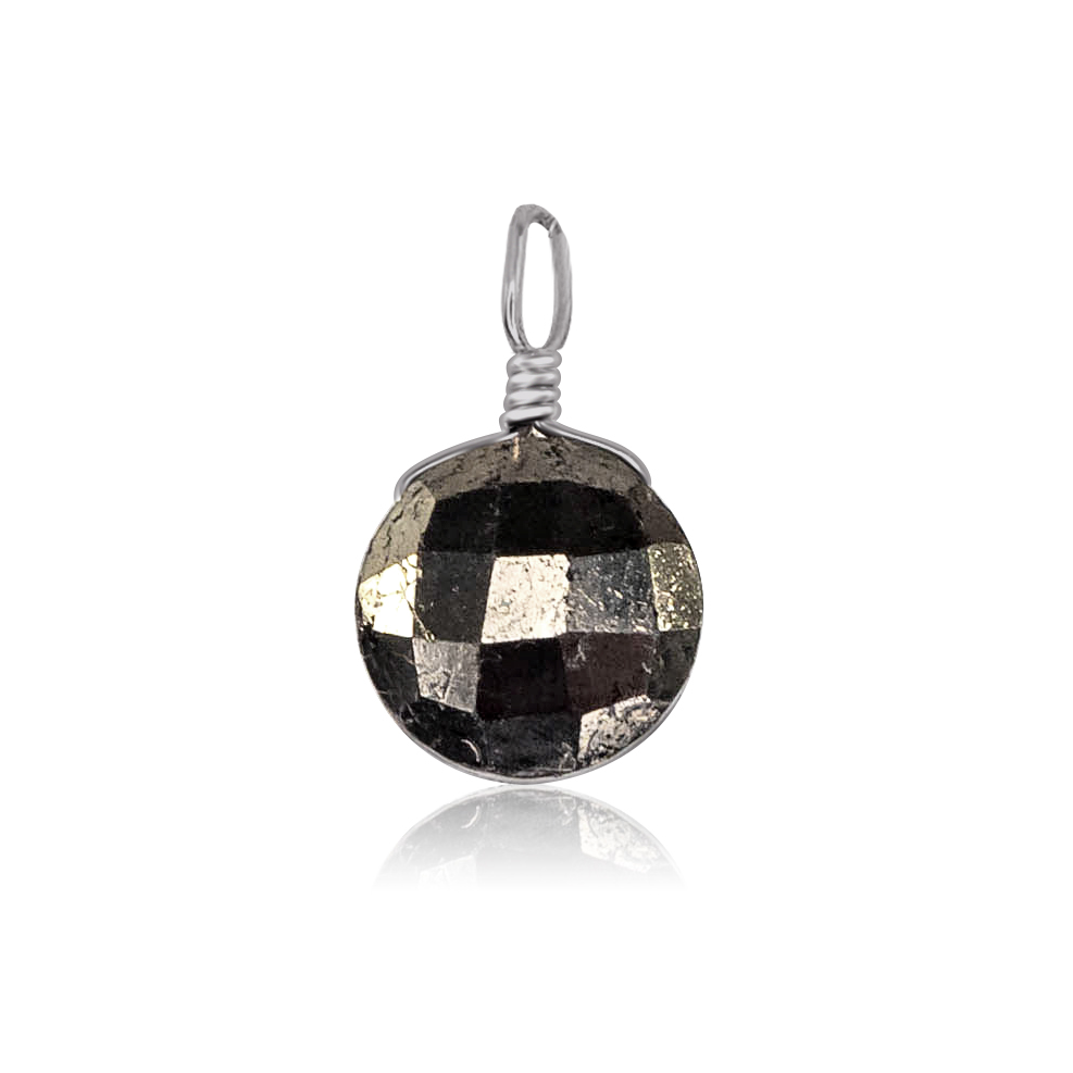 Faceted Pyrite Crystal Circle Pendant