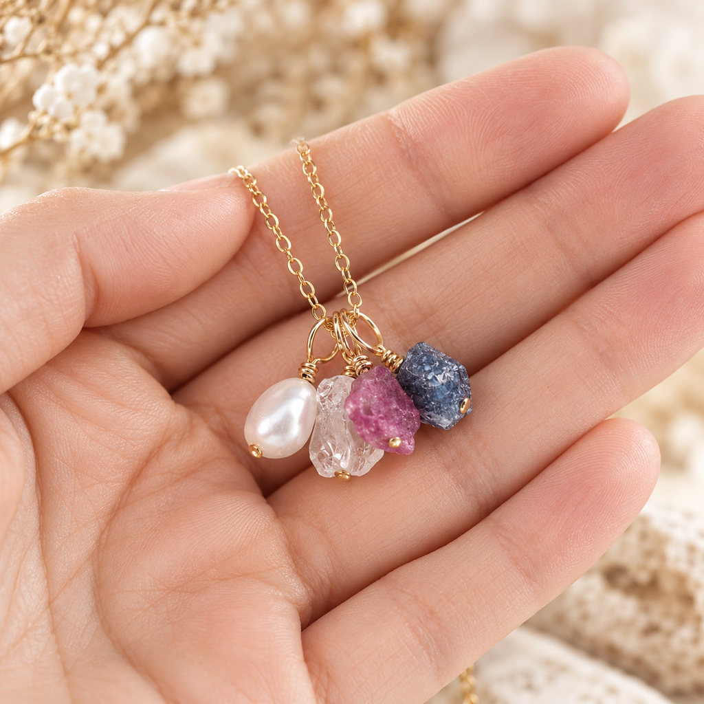 Custom Raw Crystal Cluster Pendant Necklace
