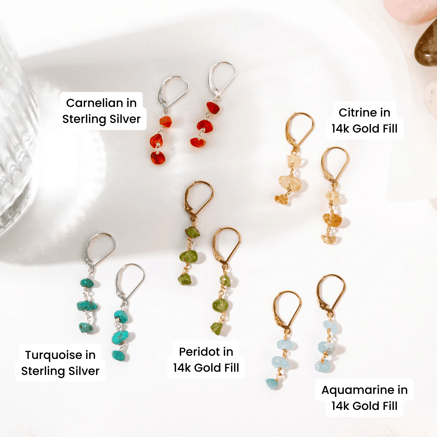 Custom Crystal Beaded Chain Dangle Leverback Earrings