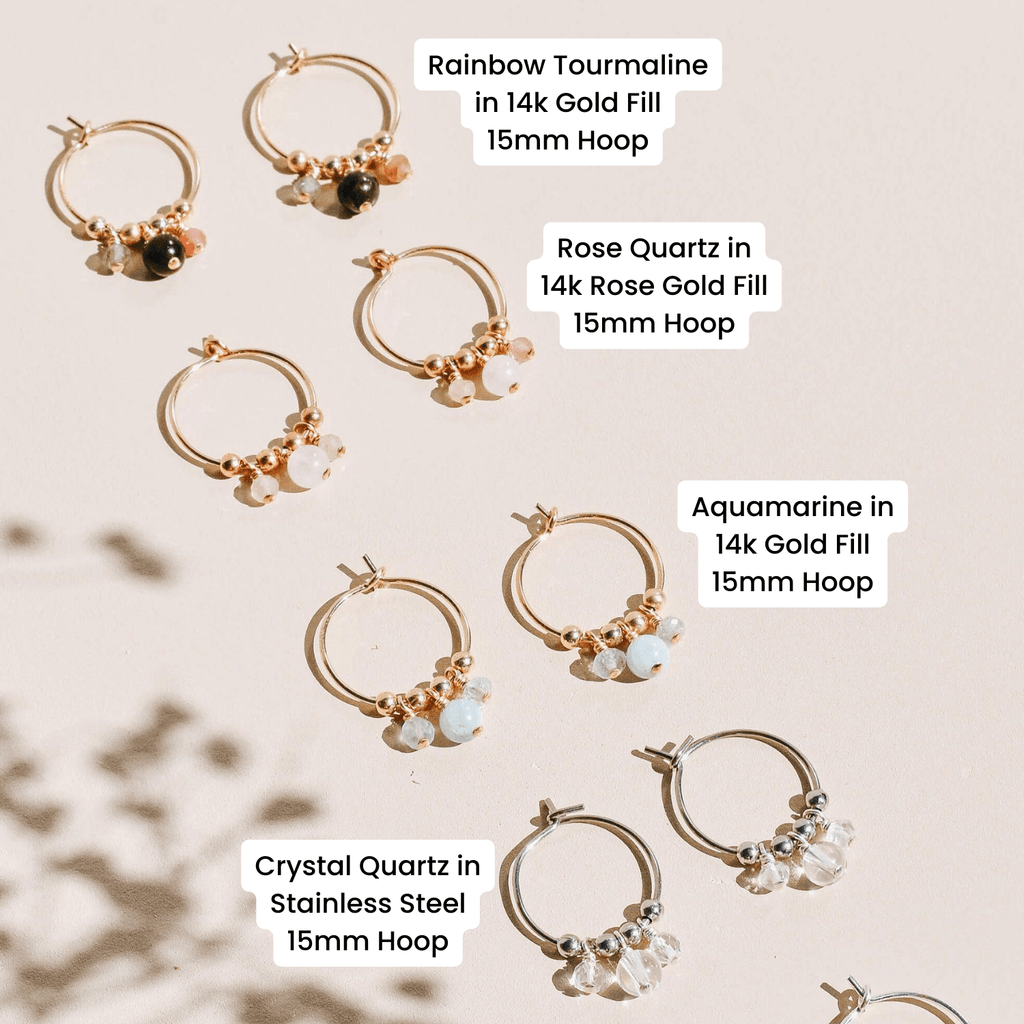 Custom Gemstone Bead Drop Hoop Earrings