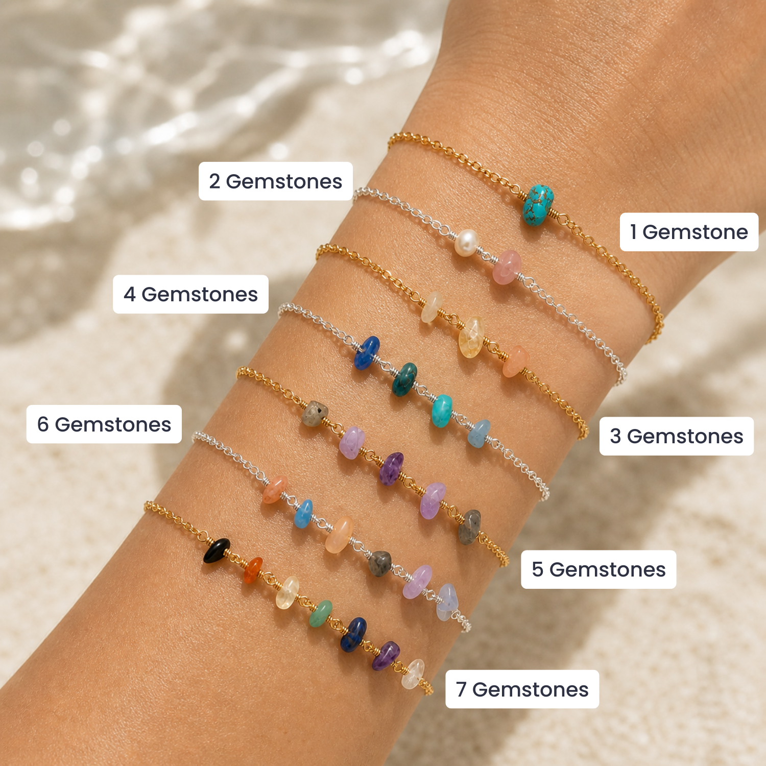 Custom Gemstone Beaded Chain Bracelet