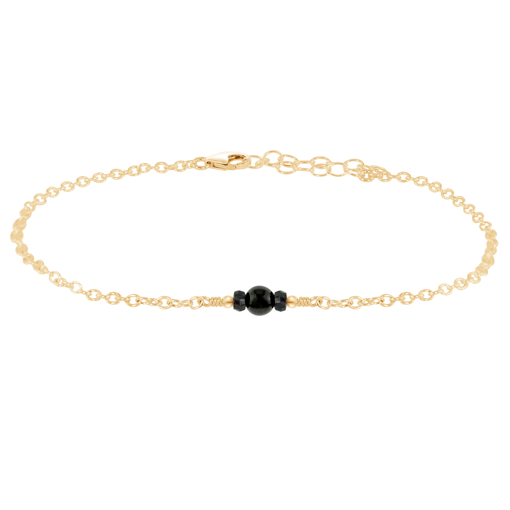 Dainty Black Tourmaline Gemstone Anklet