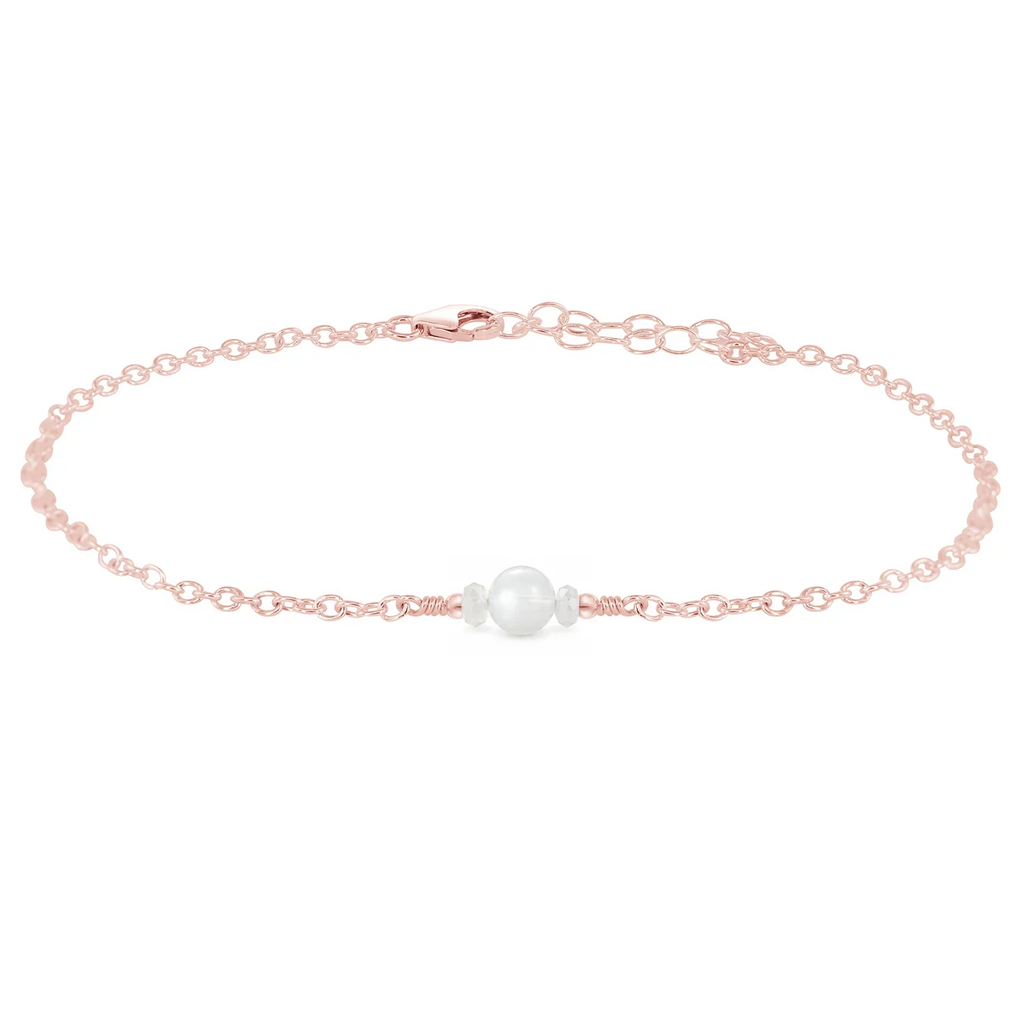 Dainty White Moonstone Gemstone Anklet