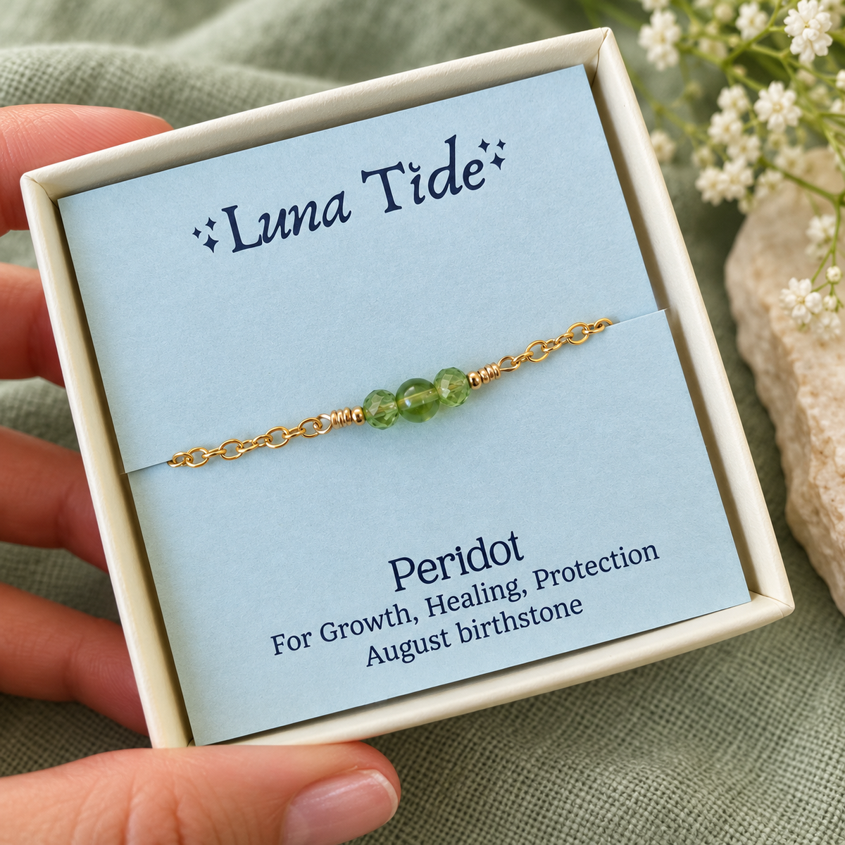 Dainty Peridot Gemstone Choker Necklace