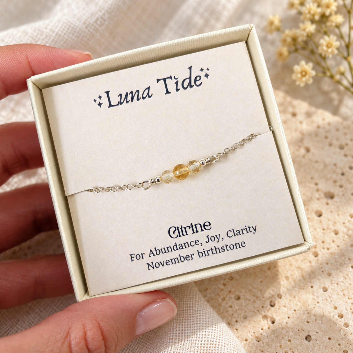 Dainty Citrine Gemstone Bracelet