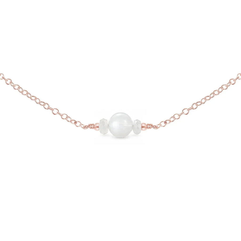 Dainty White Moonstone Gemstone Choker Necklace