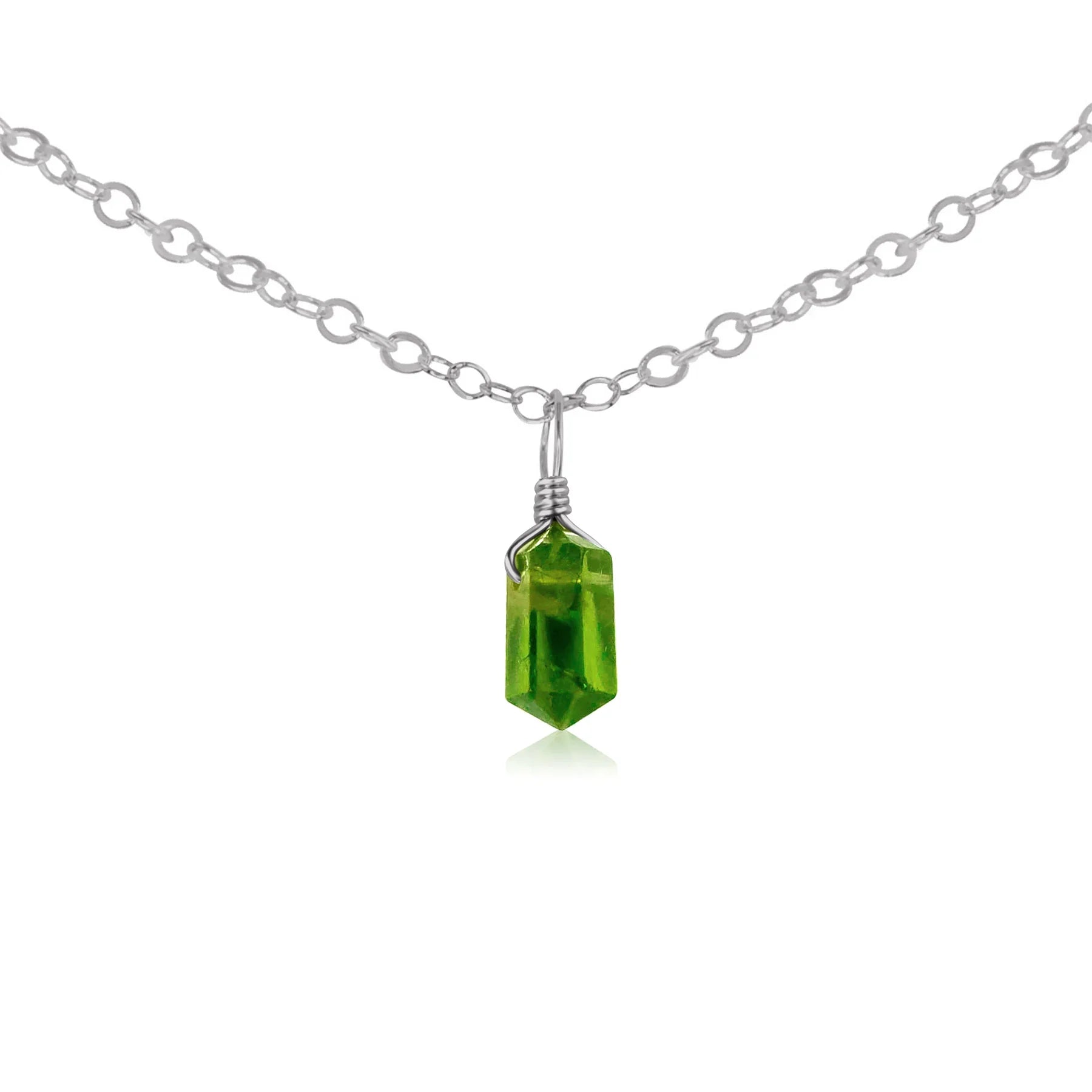 Peridot Mini Double Terminated Crystal Point Pendant Choker