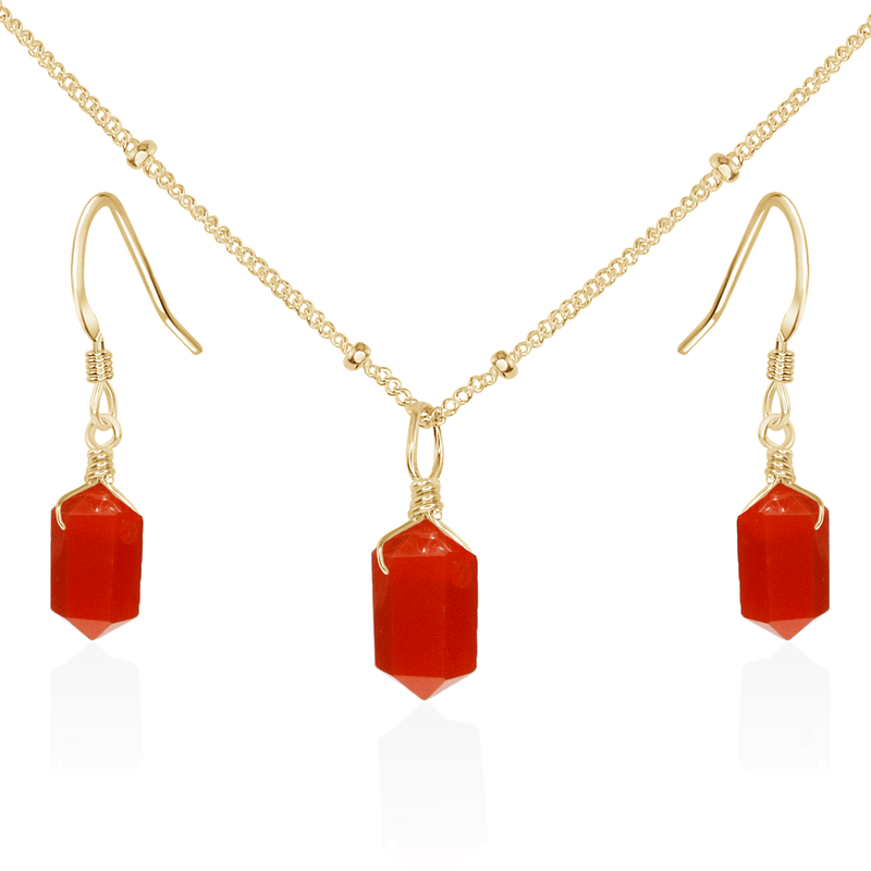 Carnelian Double Terminated Crystal Jewellery Set