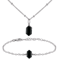 Black Tourmaline Double Terminated Crystal Jewellery Set