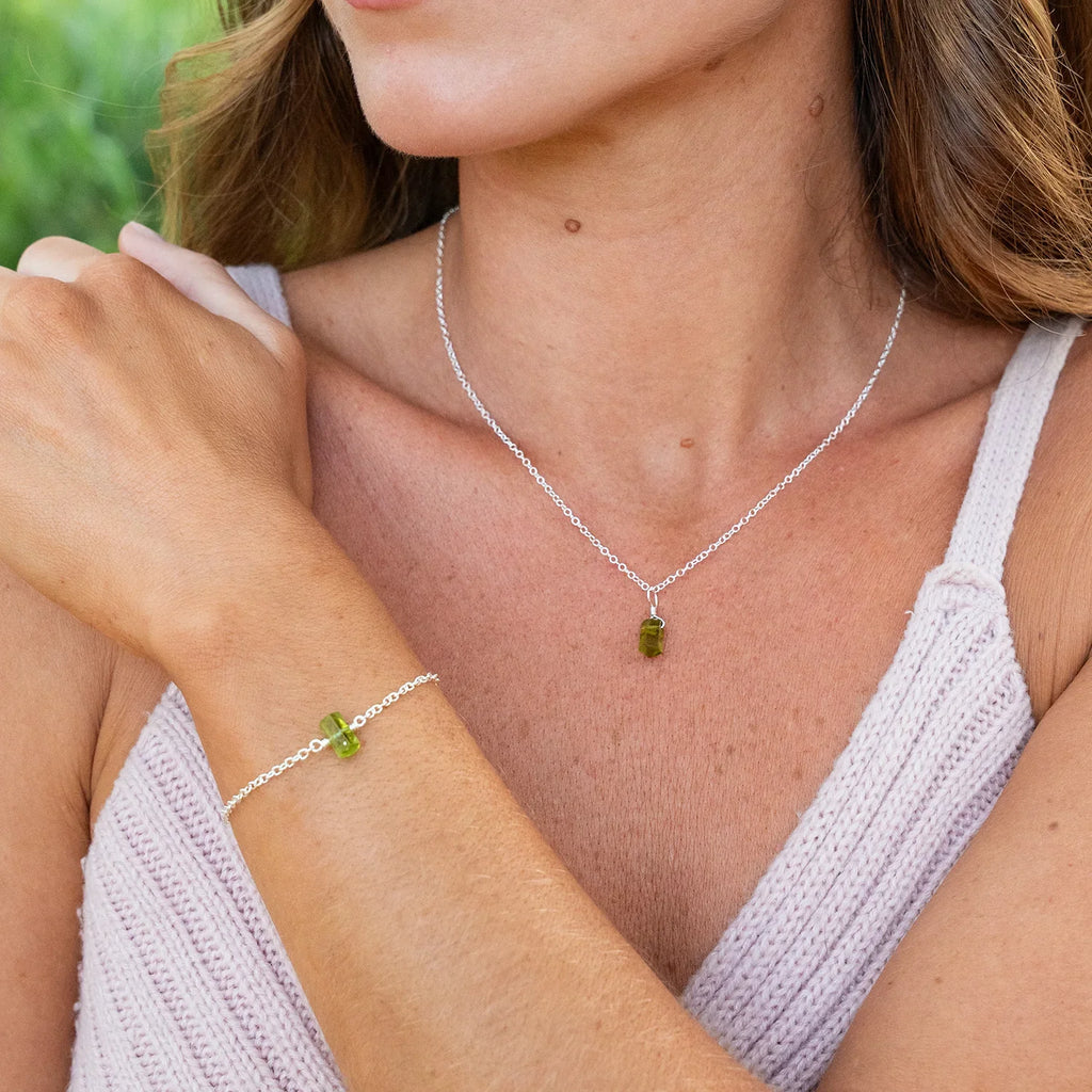 Peridot Double Terminated Crystal Jewellery Set