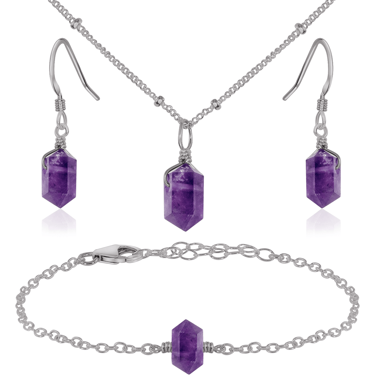 Amethyst Double Terminated Crystal Jewellery Set