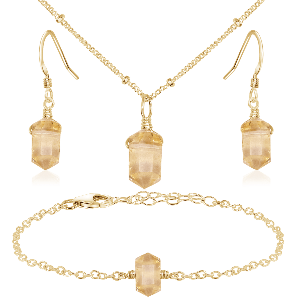 Citrine Double Terminated Crystal Jewellery Set