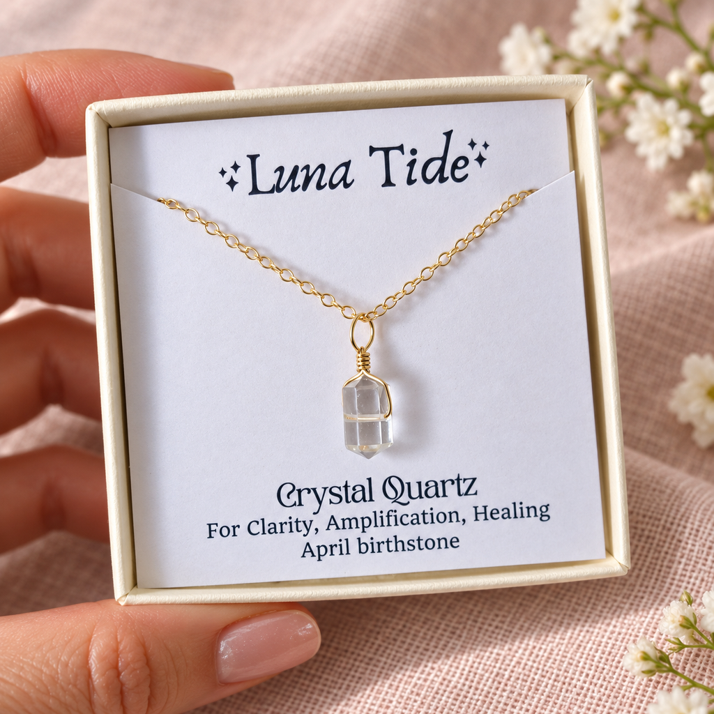 Crystal Quartz Mini Double Terminated Crystal Point Pendant Necklace