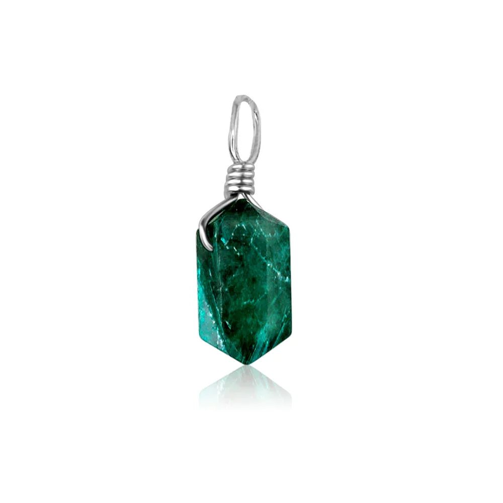 Emerald Mini Double Terminated Crystal Point Pendant - Emerald Mini Double Terminated Crystal Point Pendant - Sterling Silver - Luna Tide Handmade Crystal Jewellery