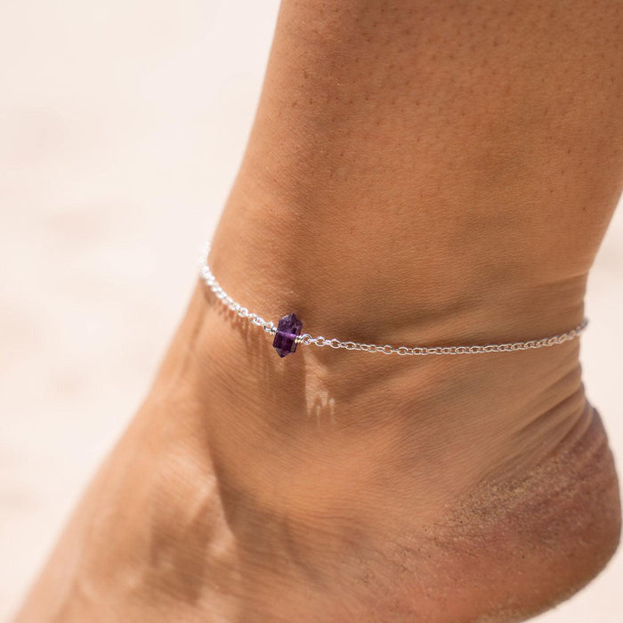 Custom Double Terminated Crystal Point Anklet