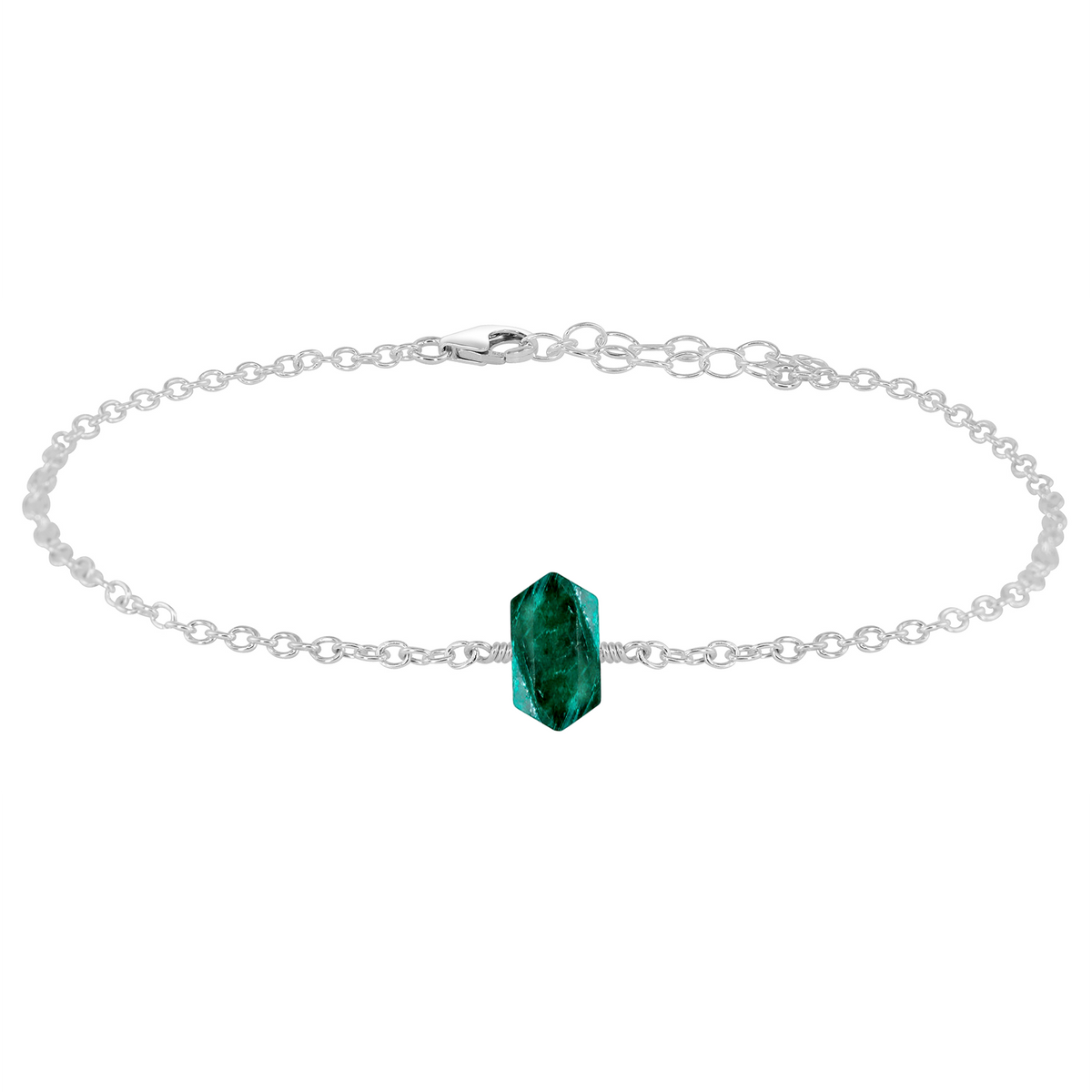 Emerald Double Terminated Crystal Point Anklet