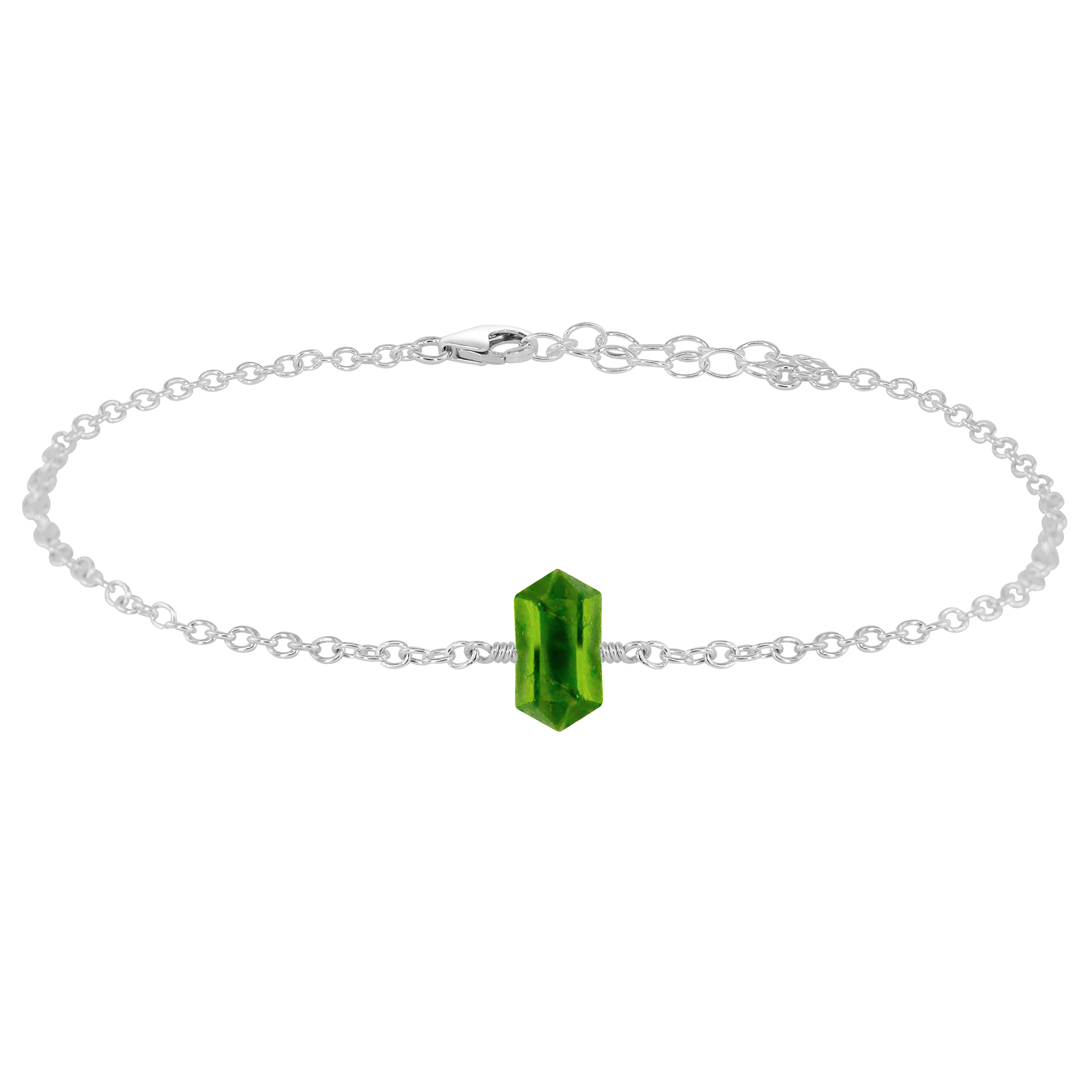 Peridot Double Terminated Crystal Point Anklet