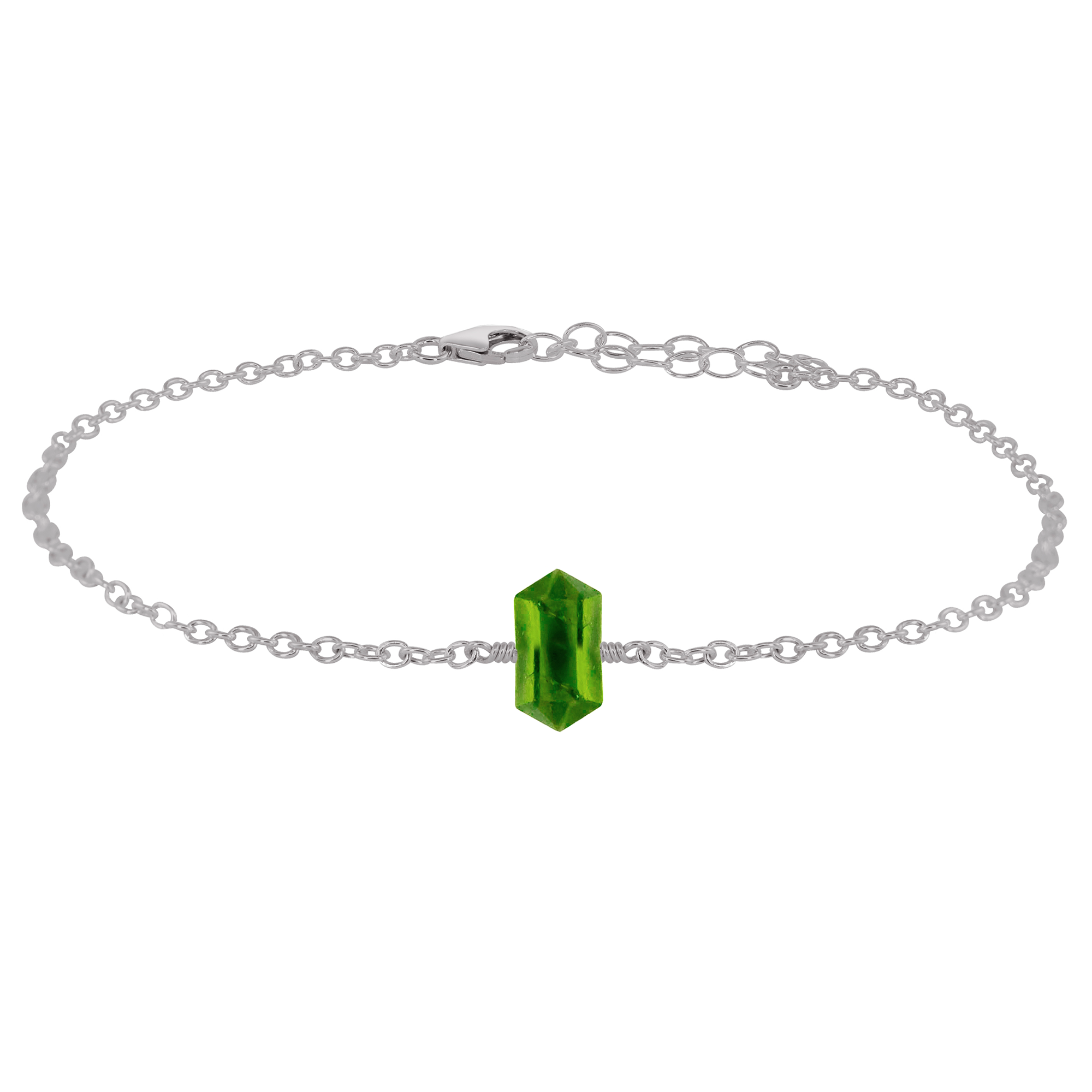 Peridot Double Terminated Crystal Point Anklet