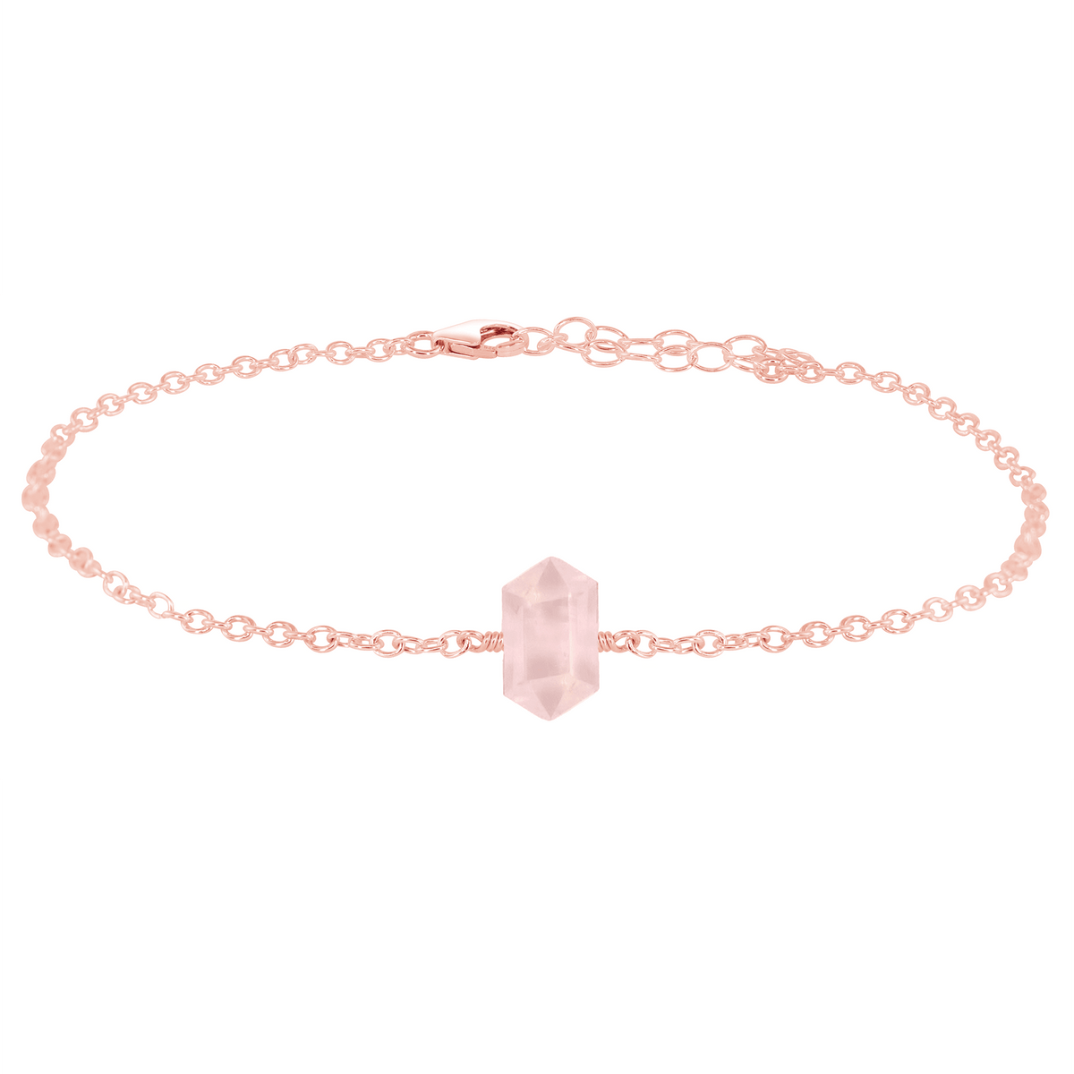 Rose Quartz Double Terminated Crystal Point Anklet