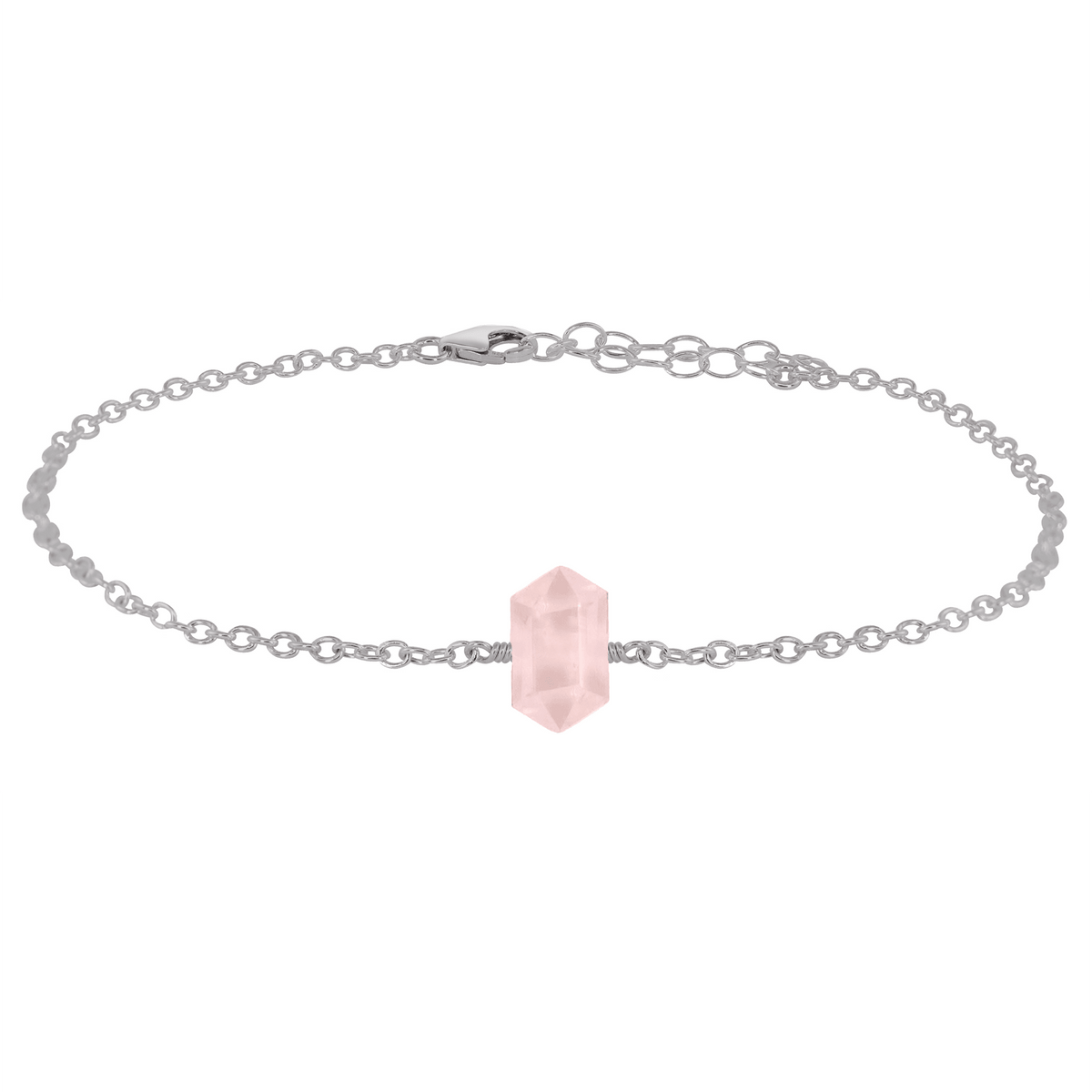 Rose Quartz Double Terminated Crystal Point Anklet