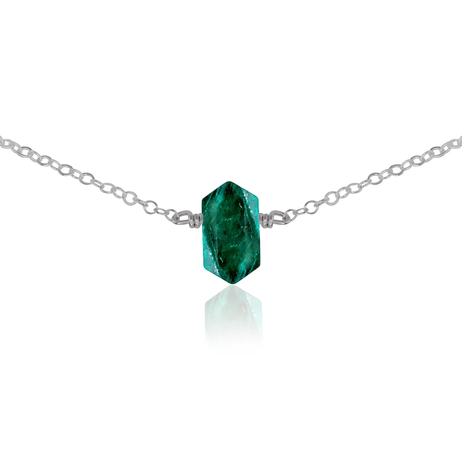 Double Terminated Emerald Mini Crystal Point Choker Necklace