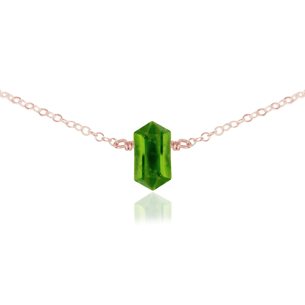 Double Terminated Peridot Mini Crystal Point Choker Necklace