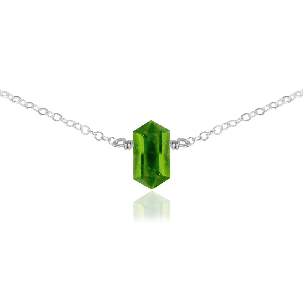 Double Terminated Peridot Mini Crystal Point Choker Necklace