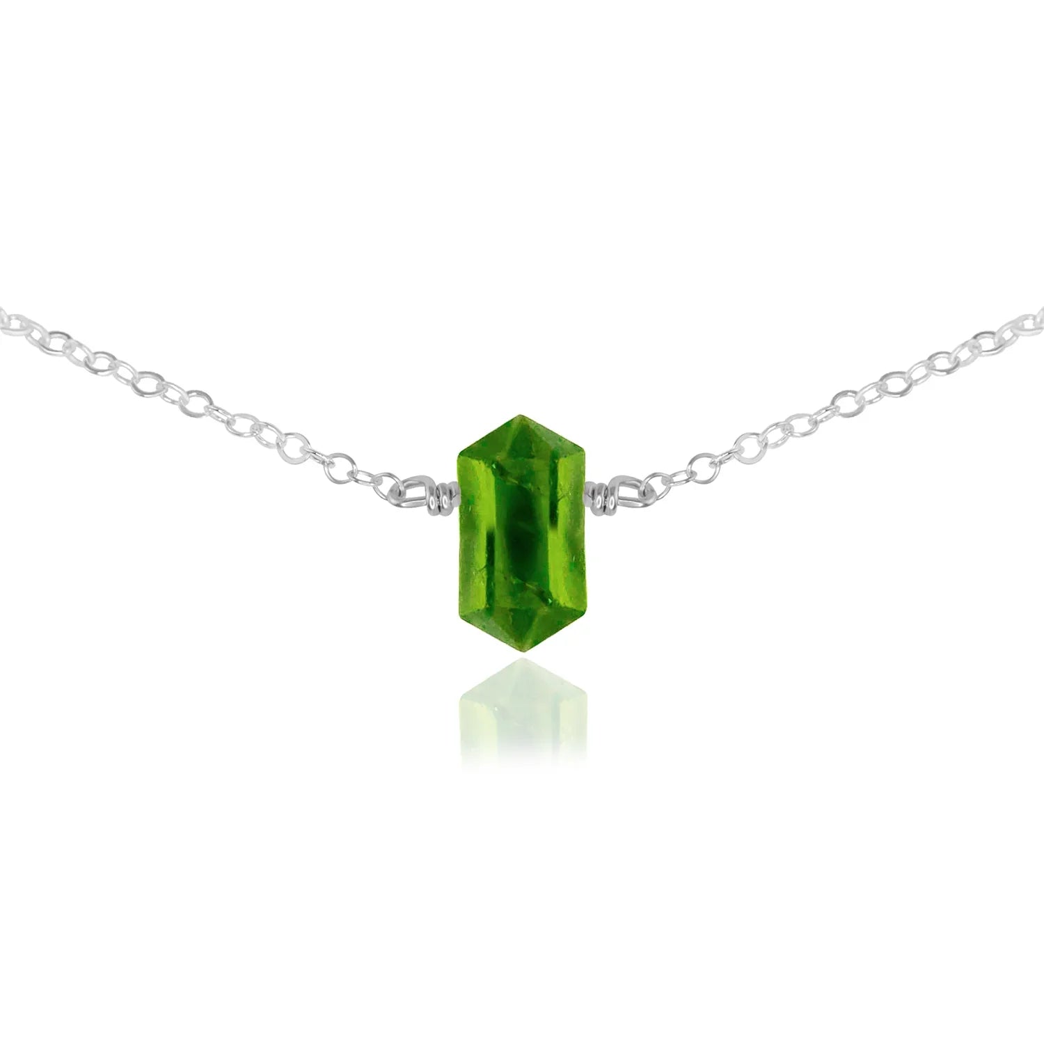 Double Terminated Peridot Mini Crystal Point Choker Necklace