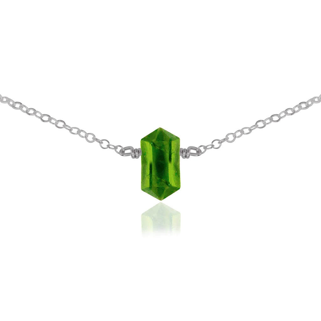 Double Terminated Peridot Mini Crystal Point Choker Necklace