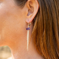 Amethyst Double Terminated Crystal Point Tassel Earrings