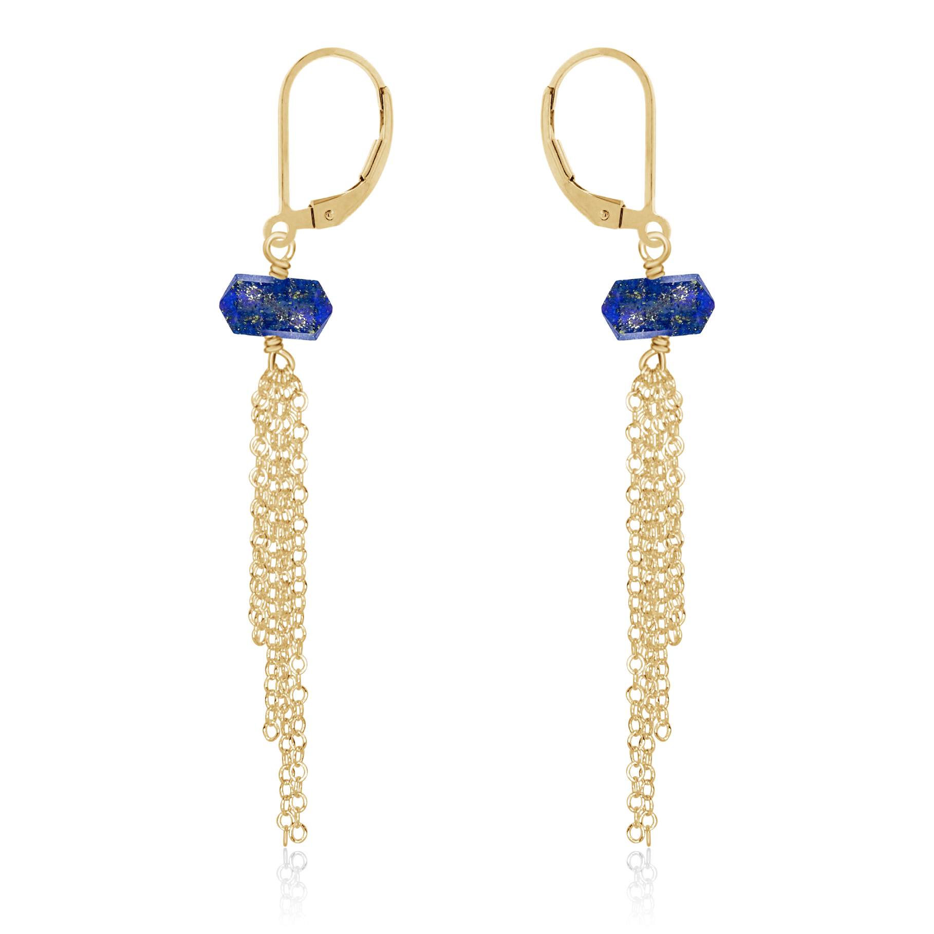 Lapis Lazuli Double Terminated Crystal Point Tassel Earrings
