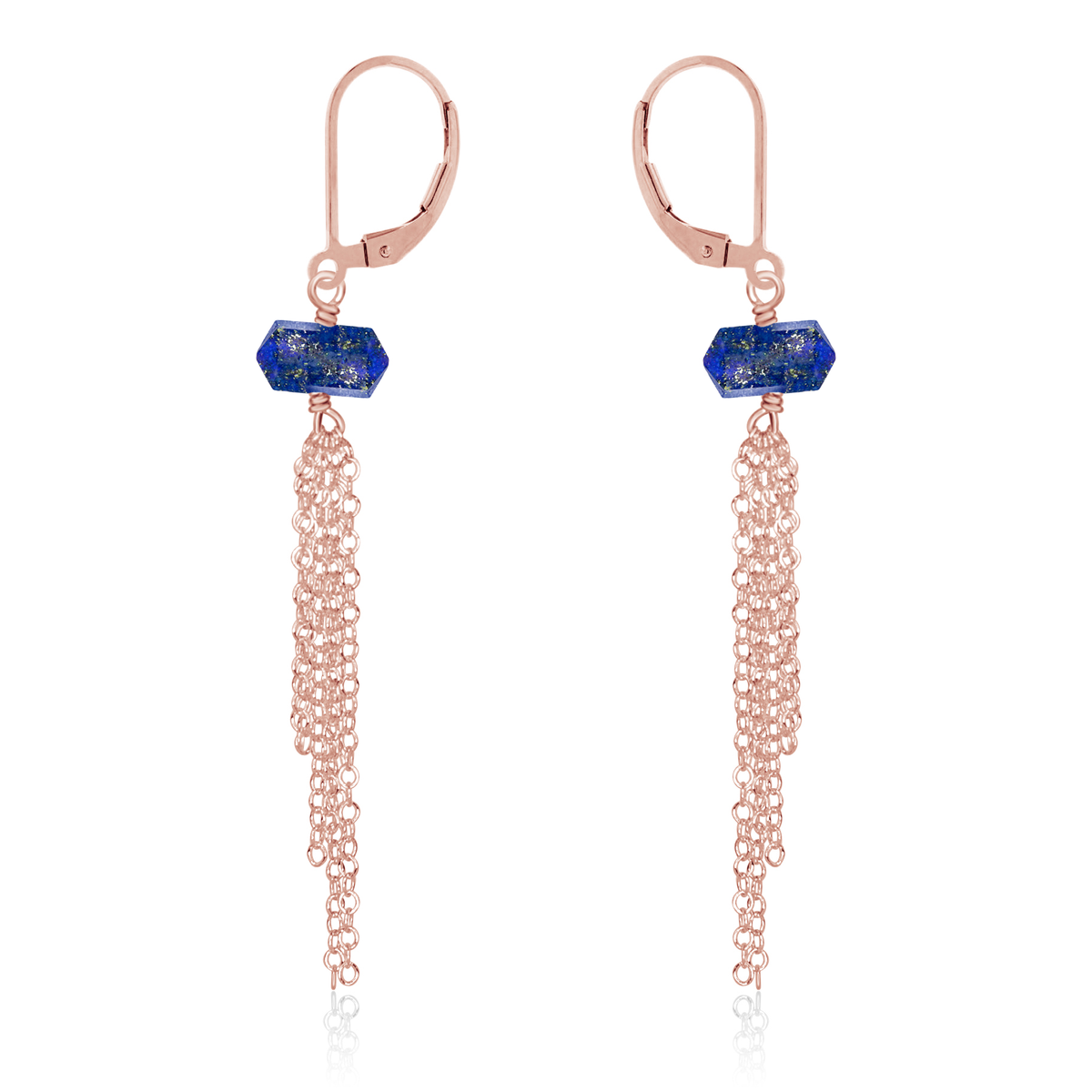 Lapis Lazuli Double Terminated Crystal Point Tassel Earrings