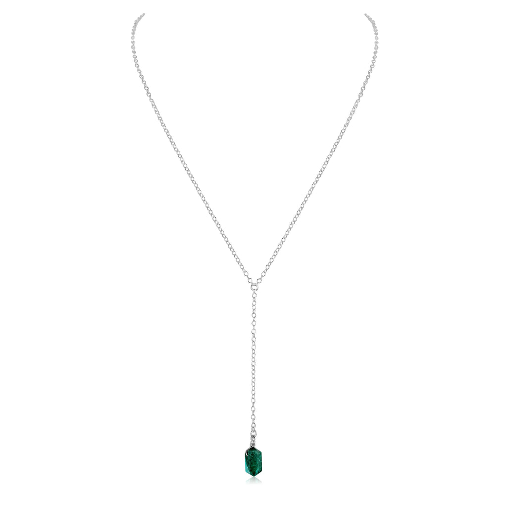 Emerald Double Terminated Mini Crystal Point Lariat Necklace