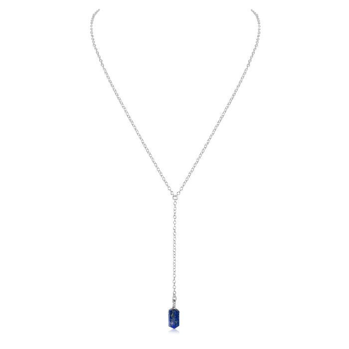 Lapis Lazuli Double Terminated Mini Crystal Point Lariat Necklace